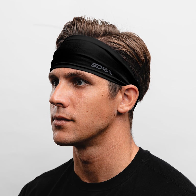 Suddora Solid Color Wide Headband/Sweatband - Workout, Football, Soccer, Yoga (Black) - Image 2